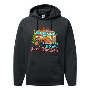 Ho Ho Ho Merry Christmas Gifts Hippie Bus Funny Xmas Performance Fleece Hoodie