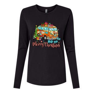 Ho Ho Ho Merry Christmas Gifts Hippie Bus Funny Xmas Womens Cotton Relaxed Long Sleeve T-Shirt