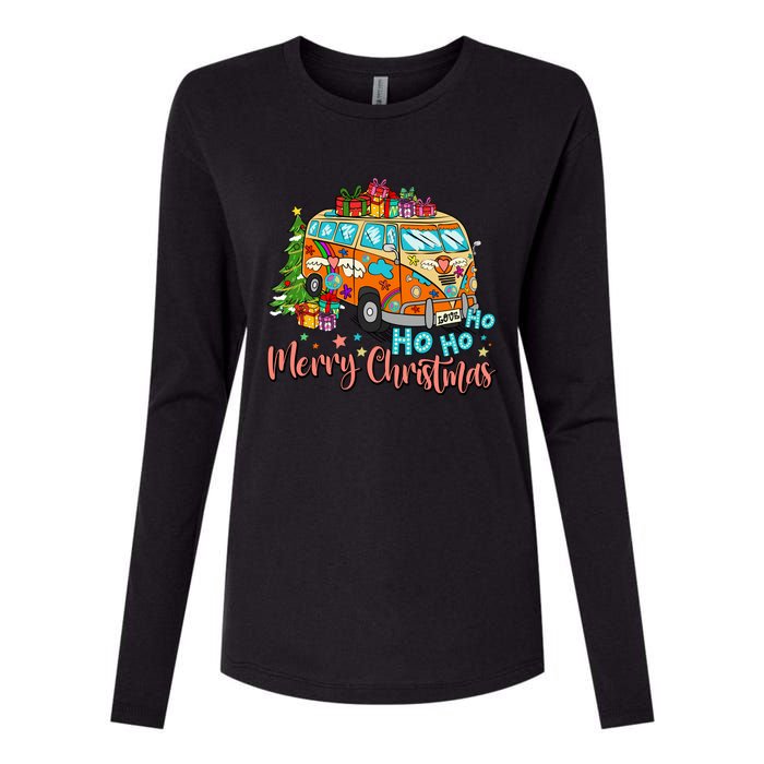 Ho Ho Ho Merry Christmas Gifts Hippie Bus Funny Xmas Womens Cotton Relaxed Long Sleeve T-Shirt