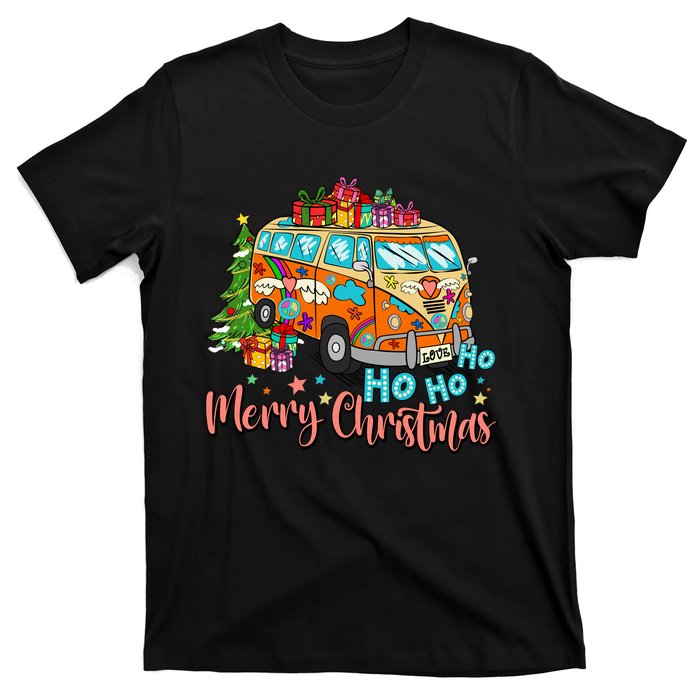 Ho Ho Ho Merry Christmas Gifts Hippie Bus Funny Xmas T-Shirt