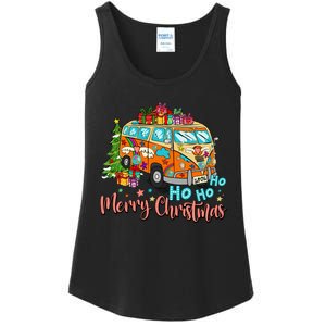 Ho Ho Ho Merry Christmas Gifts Hippie Bus Funny Xmas Ladies Essential Tank