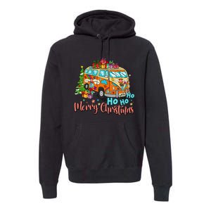 Ho Ho Ho Merry Christmas Gifts Hippie Bus Funny Xmas Premium Hoodie