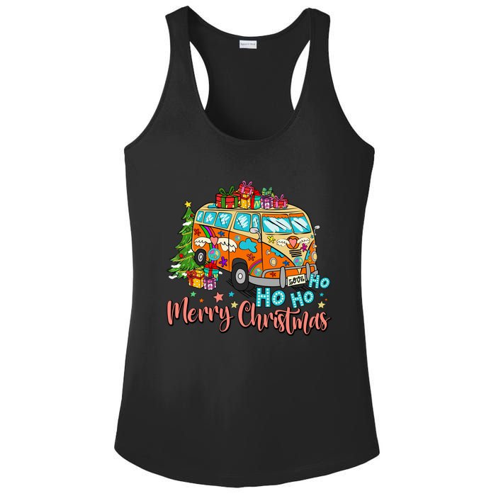 Ho Ho Ho Merry Christmas Gifts Hippie Bus Funny Xmas Ladies PosiCharge Competitor Racerback Tank