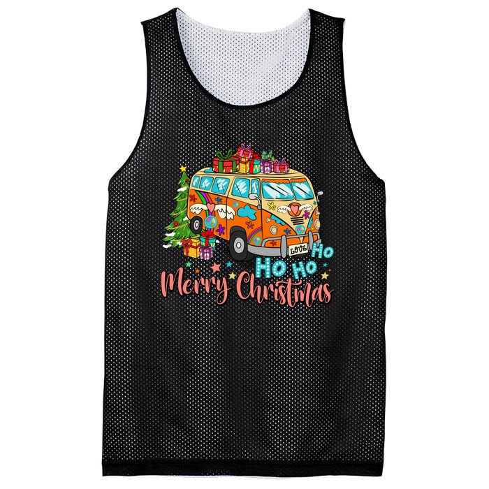 Ho Ho Ho Merry Christmas Gifts Hippie Bus Funny Xmas Mesh Reversible Basketball Jersey Tank