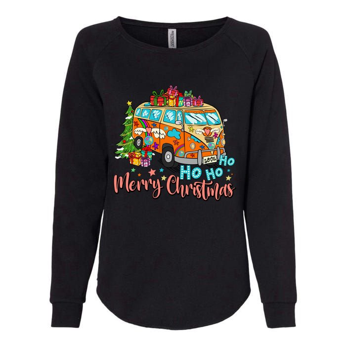 Ho Ho Ho Merry Christmas Gifts Hippie Bus Funny Xmas Womens California Wash Sweatshirt