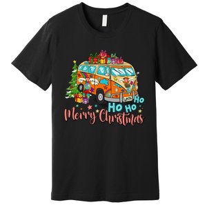 Ho Ho Ho Merry Christmas Gifts Hippie Bus Funny Xmas Premium T-Shirt