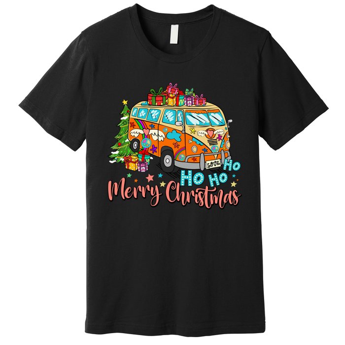 Ho Ho Ho Merry Christmas Gifts Hippie Bus Funny Xmas Premium T-Shirt