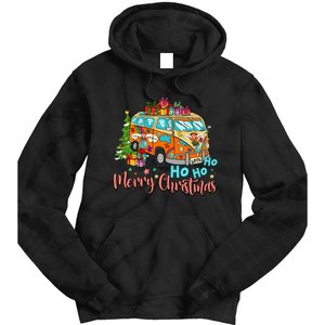 Ho Ho Ho Merry Christmas Gifts Hippie Bus Funny Xmas Tie Dye Hoodie