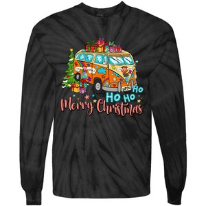 Ho Ho Ho Merry Christmas Gifts Hippie Bus Funny Xmas Tie-Dye Long Sleeve Shirt