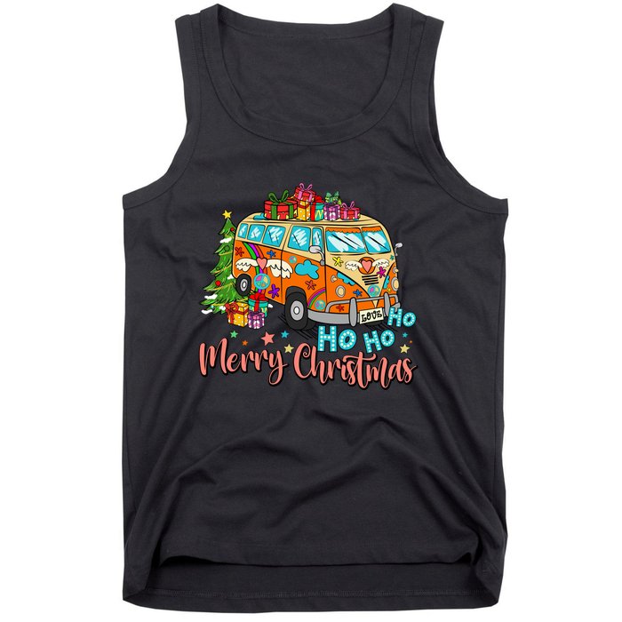 Ho Ho Ho Merry Christmas Gifts Hippie Bus Funny Xmas Tank Top