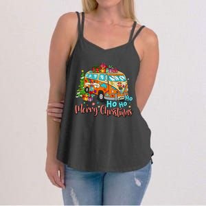 Ho Ho Ho Merry Christmas Gifts Hippie Bus Funny Xmas Women's Strappy Tank