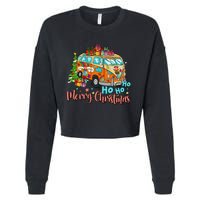 Ho Ho Ho Merry Christmas Gifts Hippie Bus Funny Xmas Cropped Pullover Crew