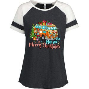 Ho Ho Ho Merry Christmas Gifts Hippie Bus Funny Xmas Enza Ladies Jersey Colorblock Tee