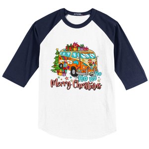 Ho Ho Ho Merry Christmas Gifts Hippie Bus Funny Xmas Baseball Sleeve Shirt