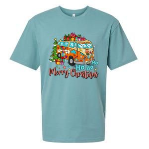 Ho Ho Ho Merry Christmas Gifts Hippie Bus Funny Xmas Sueded Cloud Jersey T-Shirt