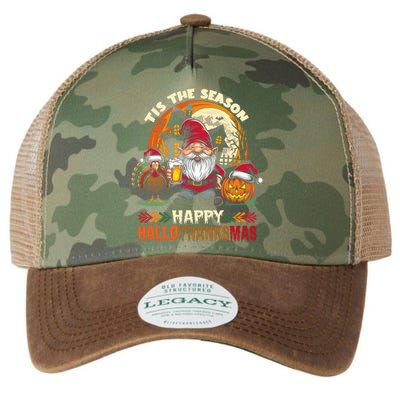 Happy Hallothanksmas Halloween Thanksgiving Merry Christmas Legacy Tie Dye Trucker Hat