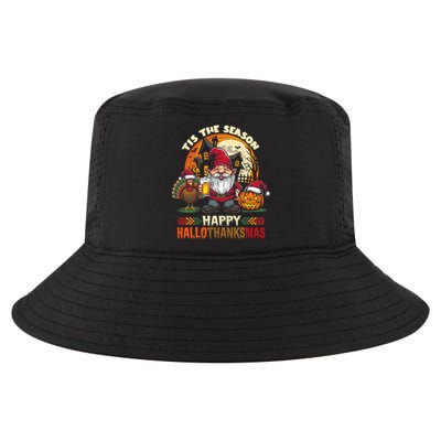 Happy Hallothanksmas Halloween Thanksgiving Merry Christmas Cool Comfort Performance Bucket Hat