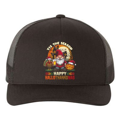 Happy Hallothanksmas Halloween Thanksgiving Merry Christmas Yupoong Adult 5-Panel Trucker Hat