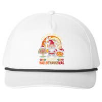 Happy Hallothanksmas Halloween Thanksgiving Merry Christmas Snapback Five-Panel Rope Hat