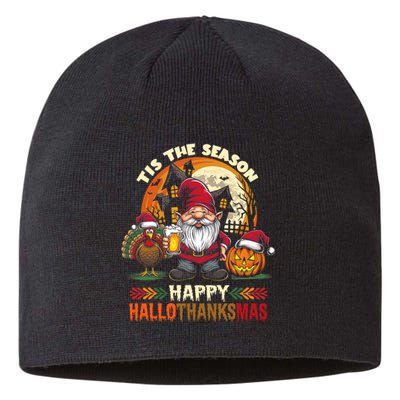 Happy Hallothanksmas Halloween Thanksgiving Merry Christmas Sustainable Beanie