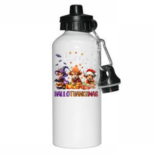 Happy Hallothanksmas Highland Cow Halloween Merry Christmas Long Sleeve Aluminum Water Bottle 