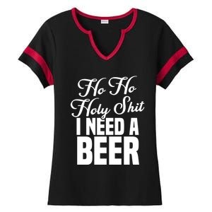 Ho Ho Holy Shit I Need A Beer Funny Christmas Ing Gift Meaningful Gift Ladies Halftime Notch Neck Tee