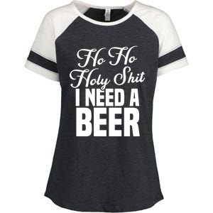 Ho Ho Holy Shit I Need A Beer Funny Christmas Ing Gift Meaningful Gift Enza Ladies Jersey Colorblock Tee