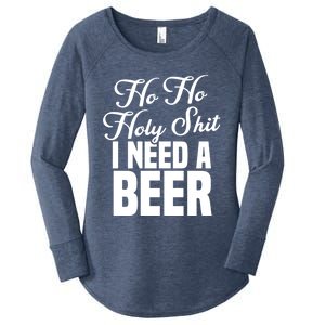 Ho Ho Holy Shit I Need A Beer Funny Christmas Ing Gift Meaningful Gift Women's Perfect Tri Tunic Long Sleeve Shirt