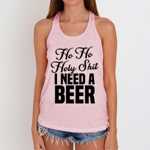 Ho Ho Holy Shit I Need A Beer Funny Christmas Ing Gift Meaningful Gift Women's Knotted Racerback Tank