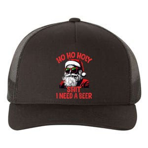 Ho Ho Holy Shit I Need A Beer Funny Santa Christmas Drinking Yupoong Adult 5-Panel Trucker Hat