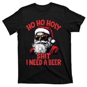 Ho Ho Holy Shit I Need A Beer Funny Santa Christmas Drinking T-Shirt