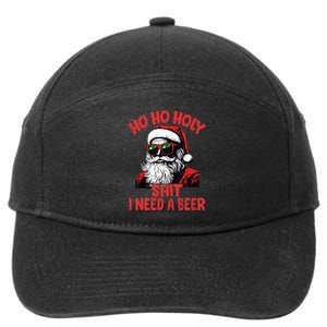 Ho Ho Holy Shit I Need A Beer Funny Santa Christmas Drinking 7-Panel Snapback Hat