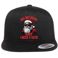 Ho Ho Holy Shit I Need A Beer Funny Santa Christmas Drinking Flat Bill Trucker Hat