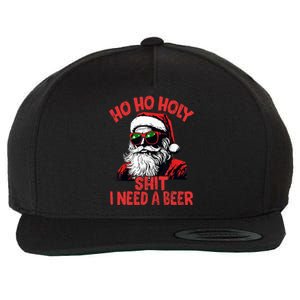 Ho Ho Holy Shit I Need A Beer Funny Santa Christmas Drinking Wool Snapback Cap