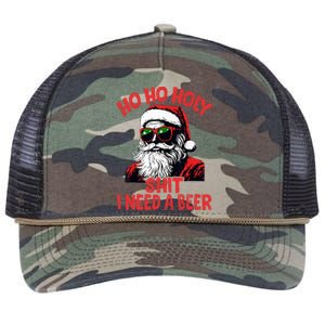 Ho Ho Holy Shit I Need A Beer Funny Santa Christmas Drinking Retro Rope Trucker Hat Cap