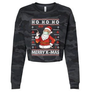 Ho Ho Ho Ugly Xmas Outfit With Doctor Santa Cool Gift Cropped Pullover Crew