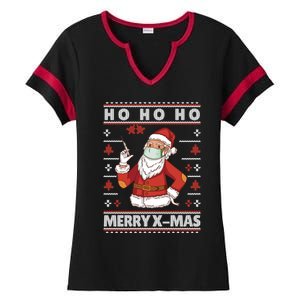 Ho Ho Ho Ugly Xmas Outfit With Doctor Santa Cool Gift Ladies Halftime Notch Neck Tee