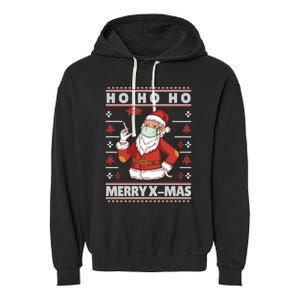 Ho Ho Ho Ugly Xmas Outfit With Doctor Santa Cool Gift Garment-Dyed Fleece Hoodie