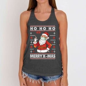 Ho Ho Ho Ugly Xmas Outfit With Doctor Santa Cool Gift Women's Knotted Racerback Tank