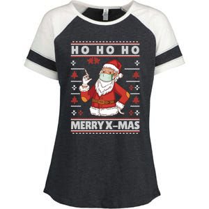 Ho Ho Ho Ugly Xmas Outfit With Doctor Santa Cool Gift Enza Ladies Jersey Colorblock Tee