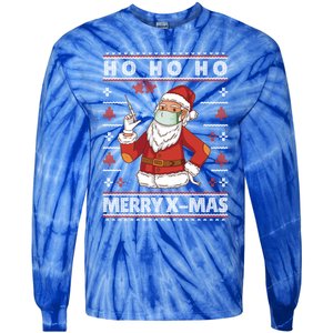 Ho Ho Ho Ugly Xmas Outfit With Doctor Santa Cool Gift Tie-Dye Long Sleeve Shirt