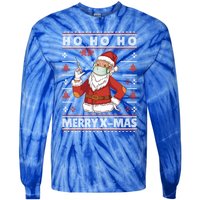 Ho Ho Ho Ugly Xmas Outfit With Doctor Santa Cool Gift Tie-Dye Long Sleeve Shirt