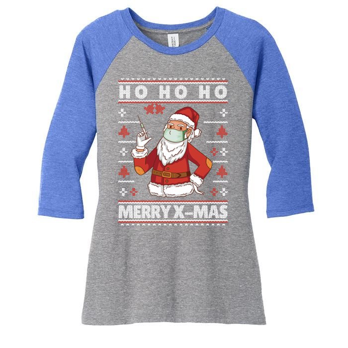 Ho Ho Ho Ugly Xmas Outfit With Doctor Santa Cool Gift Women's Tri-Blend 3/4-Sleeve Raglan Shirt