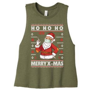 Ho Ho Ho Ugly Xmas Outfit With Doctor Santa Cool Gift Women's Racerback Cropped Tank