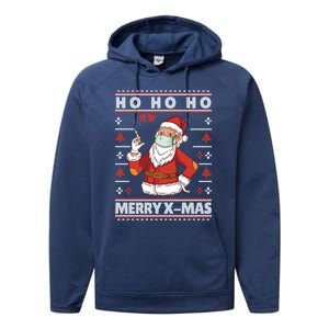 Ho Ho Ho Ugly Xmas Outfit With Doctor Santa Cool Gift Performance Fleece Hoodie