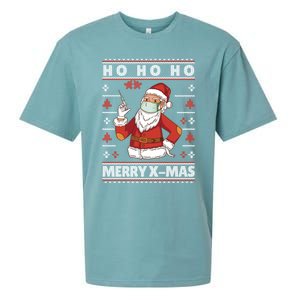 Ho Ho Ho Ugly Xmas Outfit With Doctor Santa Cool Gift Sueded Cloud Jersey T-Shirt