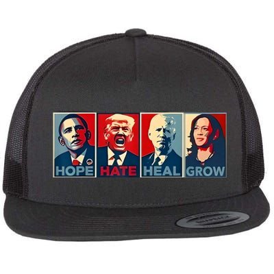 Hope Hate Heal Grow Flat Bill Trucker Hat