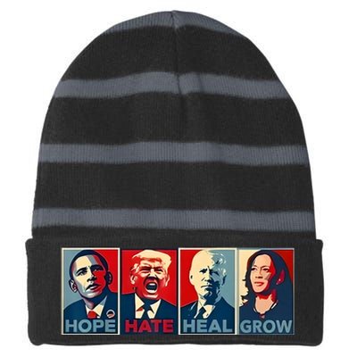 Hope Hate Heal Grow Striped Beanie with Solid Band