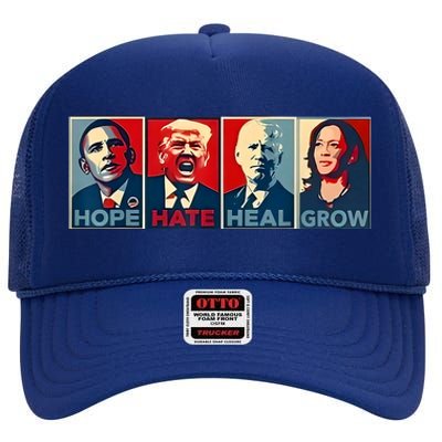 Hope Hate Heal Grow High Crown Mesh Back Trucker Hat