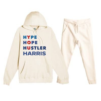 Hype Hope Hustler Harris Kamala 2024 Premium Hooded Sweatsuit Set